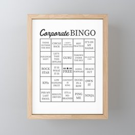 Corporate Jargon Buzzword Bingo Card Framed Mini Art Print