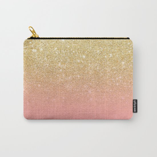 Modern gold ombre pink color block Carry-All Pouch