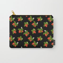 cottage strawberries on black Carry-All Pouch