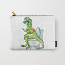 T-rex in the bathroom dinosaur painting Carry-All Pouch
