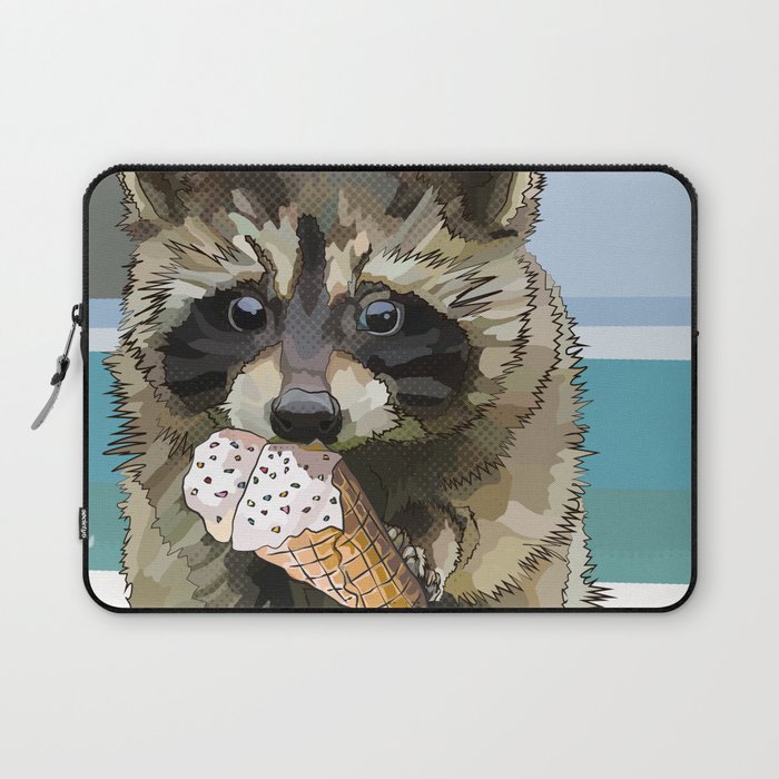 Raccoon Eating Ice-cream on the Beach | Summer Vacation | Cute Baby Animal Laptop Sleeve