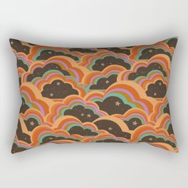 Retro 70s Inspired Boho Rainbow Clouds Pattern Rectangular Pillow