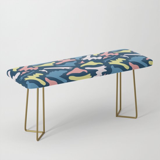 Memphis Style Camouflage Shapes Seamless Vector Pattern Drawn Bench By Limolida Society6
