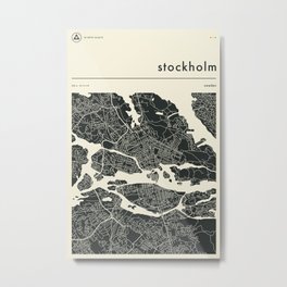 STOCKHOLM MAP Metal Print