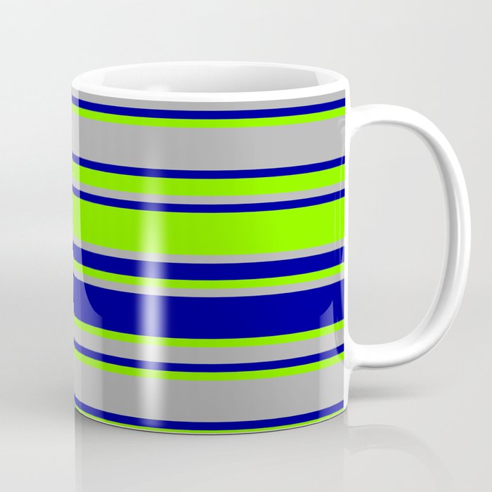 Green, Dark Grey & Dark Blue Colored Lines/Stripes Pattern Coffee Mug