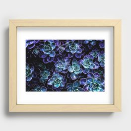 Succulents Purple Teal Mint Sparkle Recessed Framed Print