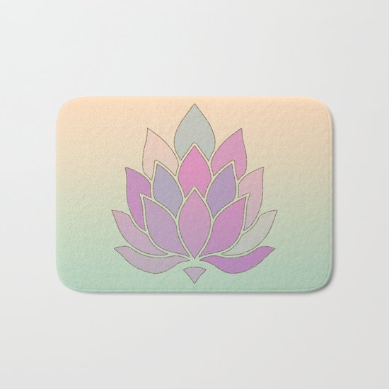 Lotus Flower Pastel Meditation Yoga Symbol Bath Mat