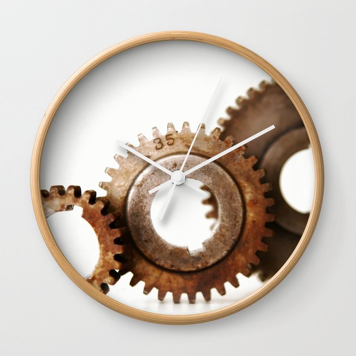 Vintage Industrial Gears Steampunk 5 Wall Clock By Vintagelancaster