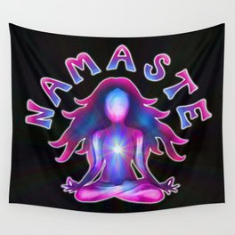 Namaste Psychedelic Yoga Silhouette Wall Tapestry