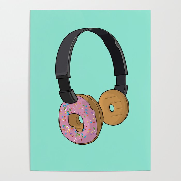 Donut Headphones Poster