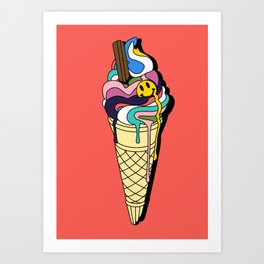 Summer Rave Psychedelic Ice Cream Art Print