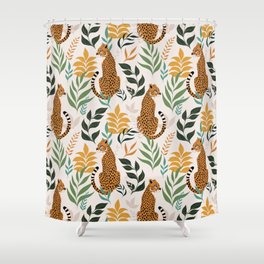 Spring Cheetah Pattern I - Green and Yellow Shower Curtain