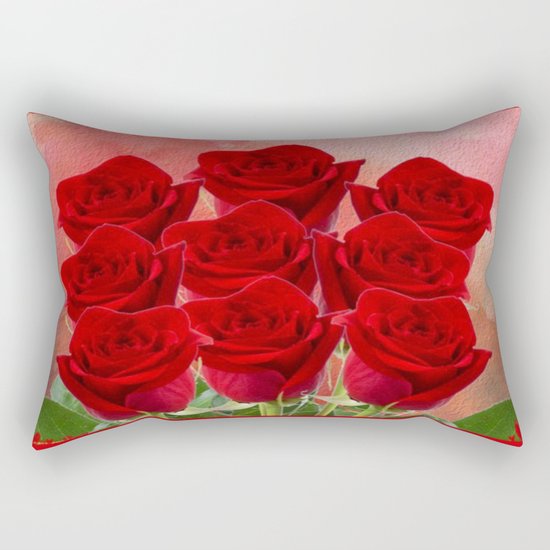 Forever My Love - Red Roses With Hearts Rectangular Pillow