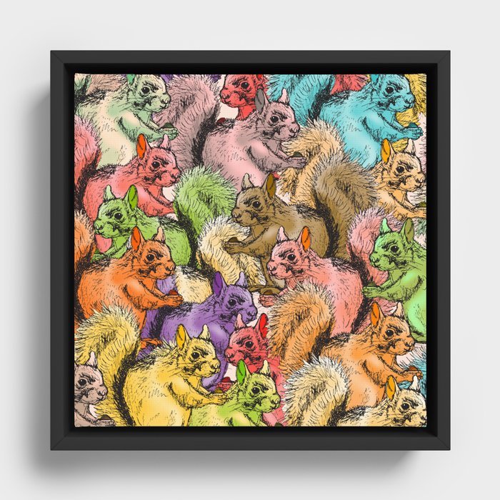 Squirrels Parade Framed Canvas