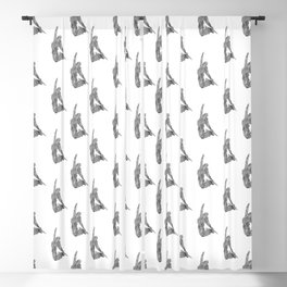 Black and white snowboard art print watercolor  Blackout Curtain