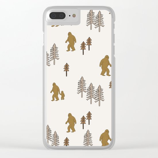 Sasquatch forest woodland mythic animal nature pattern cute kids design forest Clear iPhone Case