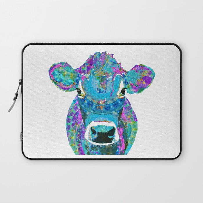 Mandala Blue Moo - Fun Jersey Cow Art - Sharon Cummings Laptop Sleeve