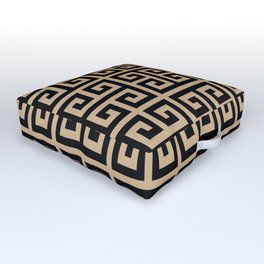 Greek Key (Tan & Black Pattern) Outdoor Floor Cushion