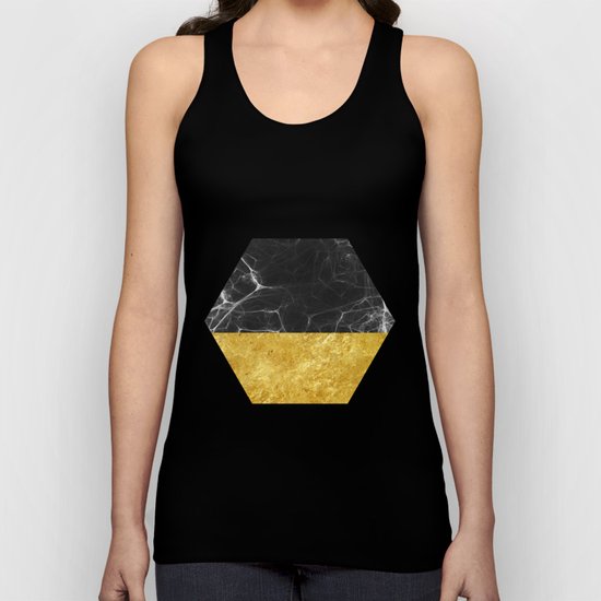 Black Marble and Gold Unisex Tank Top