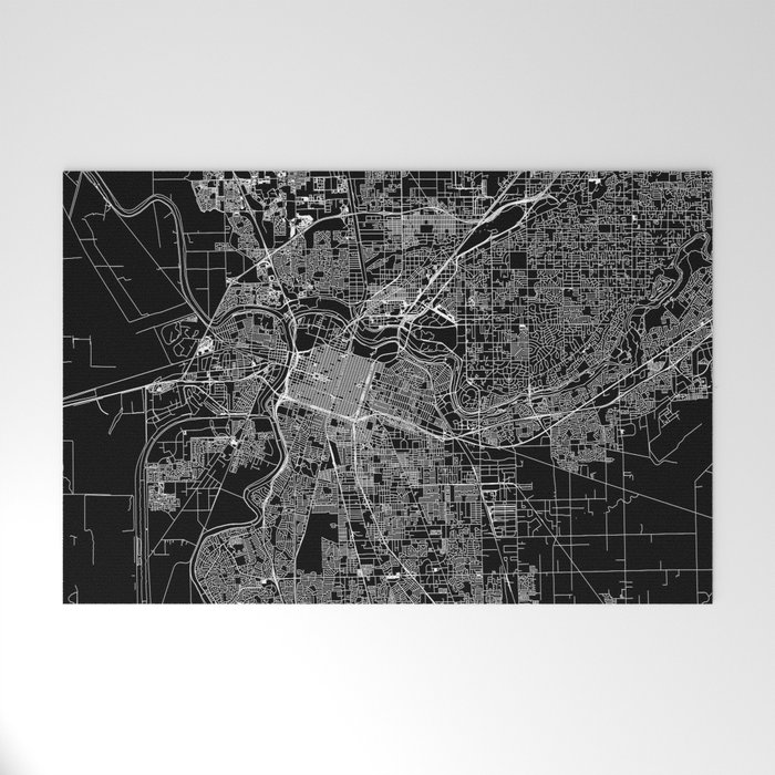Sacramento Black Map Welcome Mat