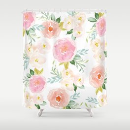 Sweet Pink Blooms (Floral 02) Shower Curtain