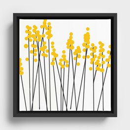 Hello Spring! Yellow/Black Retro Plants on White #decor #society6 #buyart Framed Canvas