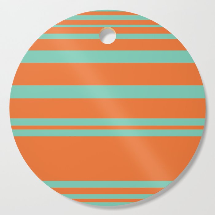 Cyan and Orange Stripes Minimalist Color Block Pattern Cutting Board