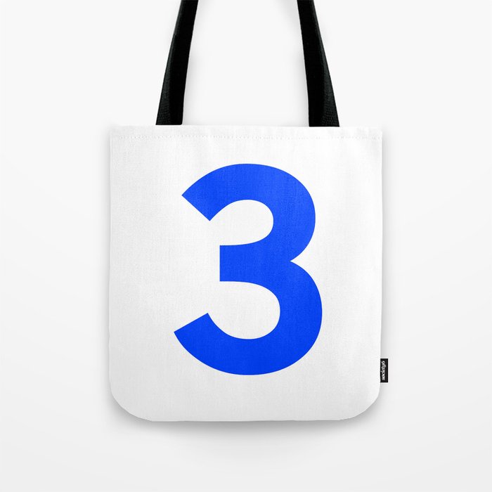 Number 3 (Blue & White) Tote Bag