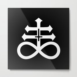 Satanic Cross. Sulfur Cross. Brimstone. Leviathan Cross. White Metal Print