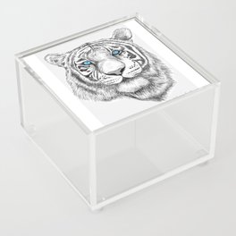 Blue eyed White Tiger poster Acrylic Box