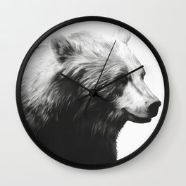Bear // Calm (Black + White) Wall Clock