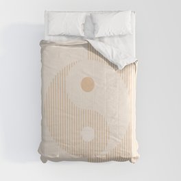 Geometric Lines Ying and Yang II in Beige Shades Comforter