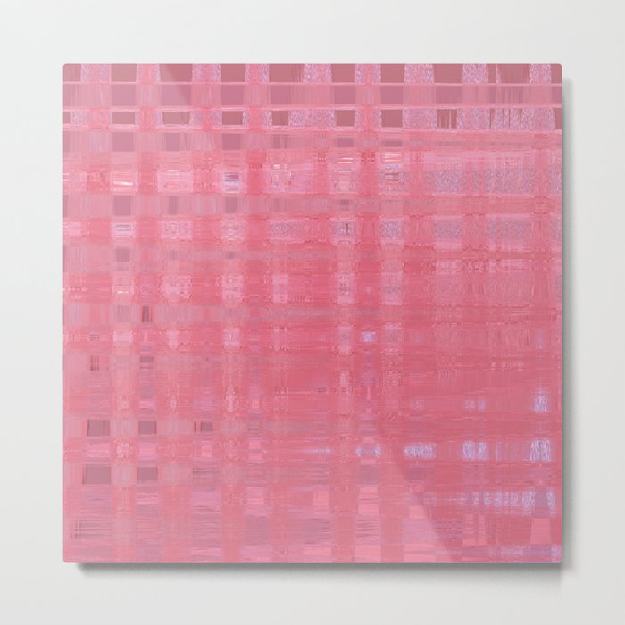 Bubble Gum Pink Check Pattern Metal Print