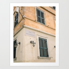 Pink Orange Wall Rome Italy - Fine Art Photography Print Art Print