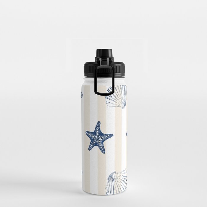 Navy Blue Seashell & Starfish on Beige and White