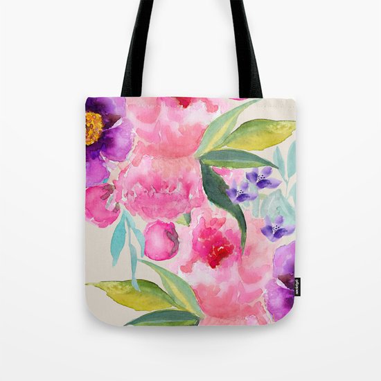 Floral white Tote Bag