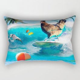 Surfing Chicken Rectangular Pillow