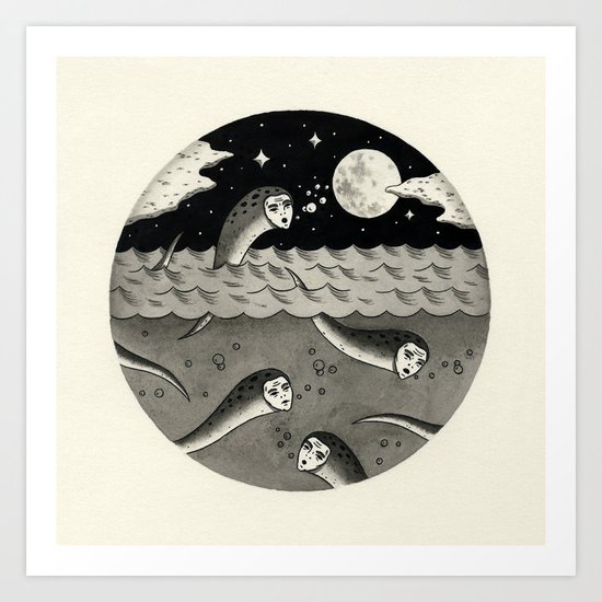 Convening on the Full Moon Art Print