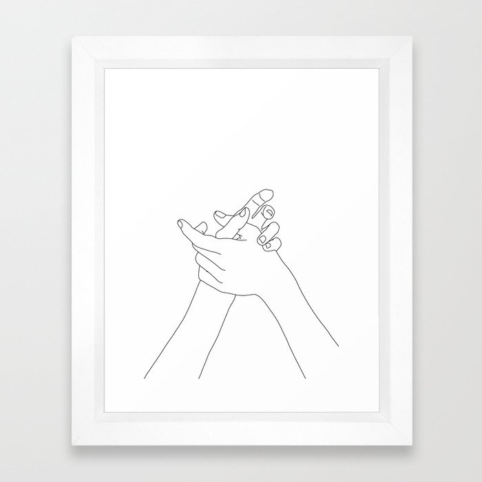 Hands line drawing illustration - Esmie Framed Art Print