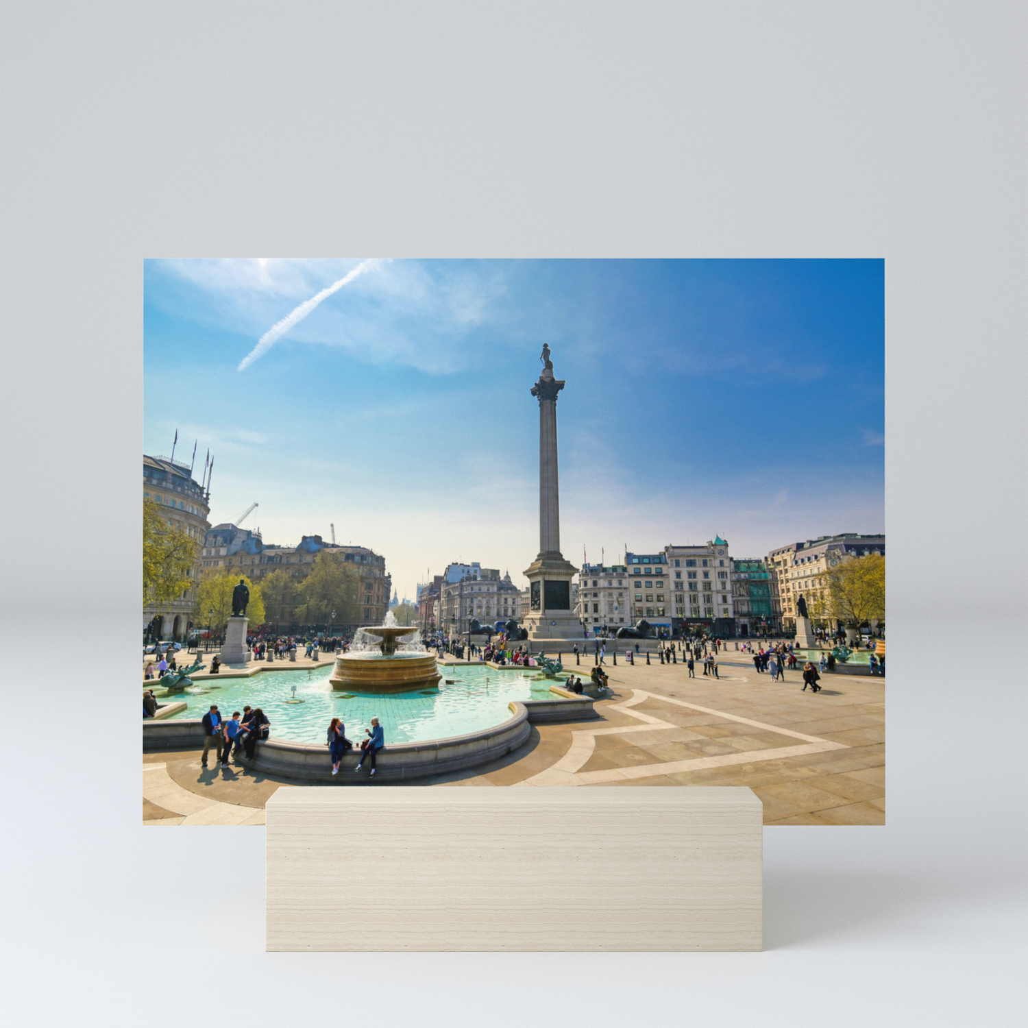LONDON TRAFALGAR SQUARE PICTURE  PRINT ON WOOD FRAMED CANVAS WALL ART DECORATION 