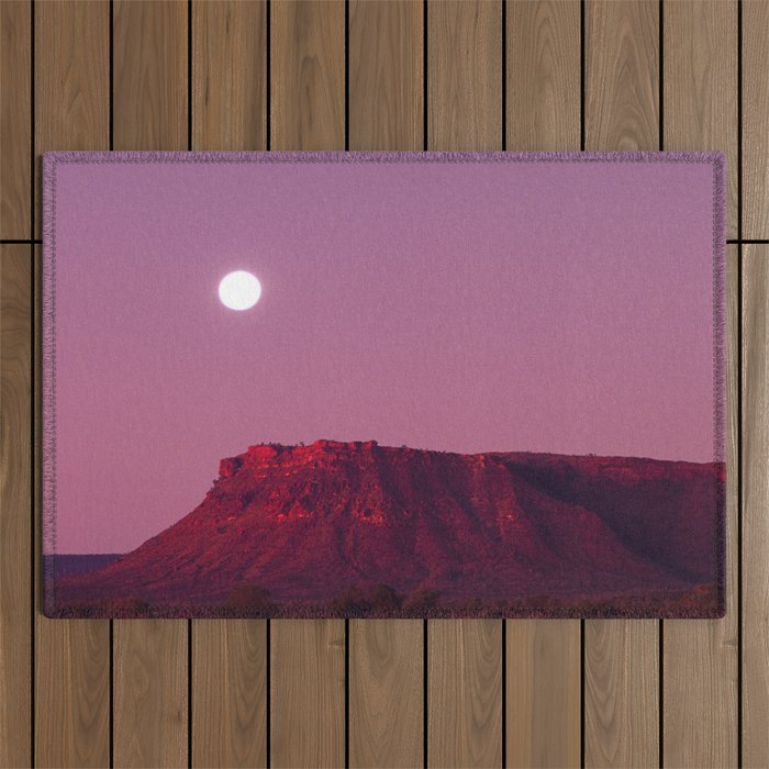 Australia Photography - The Moon In The Purple Sunset Outdoor Rug