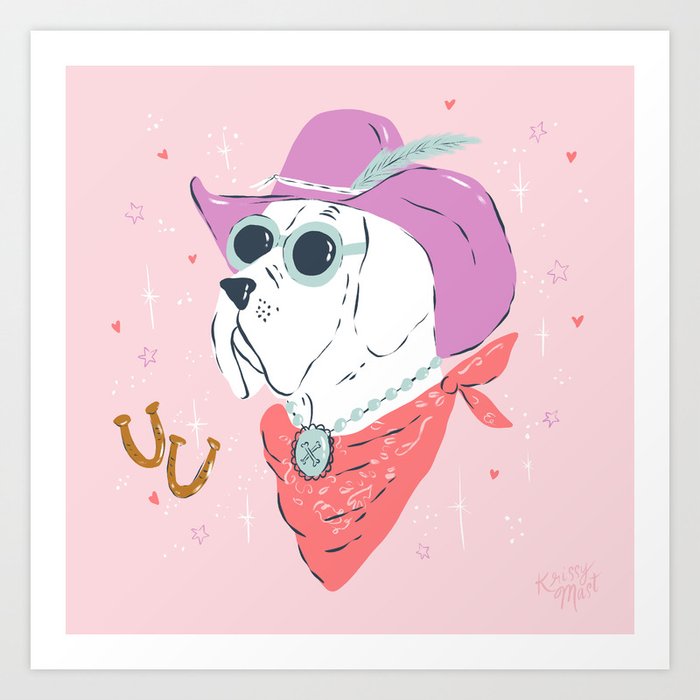 Festival Cowboy Great Dane Dog  Art Print