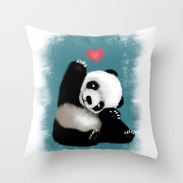 Panda Love (Color) Throw Pillow