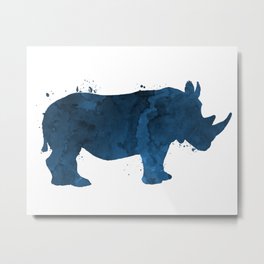 Rhino Metal Print | Whimsical, African, Watercolour, Watercolor, Rhinopicture, Nursery, Rhinoart, Girltoddler, Rhinopainting, Rhinoceros 