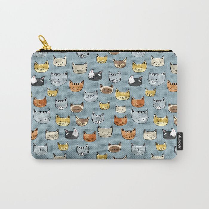 Cat Face Doodle Pattern Carry-All Pouch