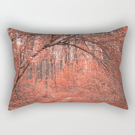 Forest Arch Trail - Salmon Pink Rectangular Pillow