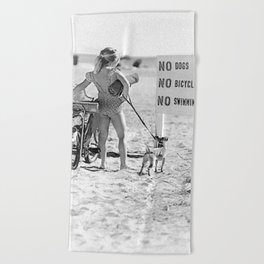 Girl ... It's Just Going to be One of Those Days black and white beach photograph Beach Towel