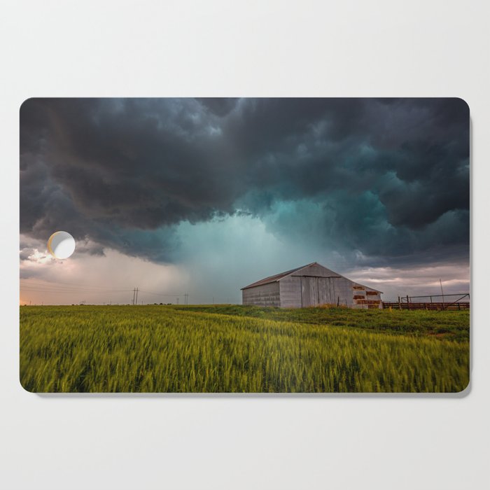 Rainy Day - Storm Passes Behind Barn in Southwest Oklahoma Cutting Board