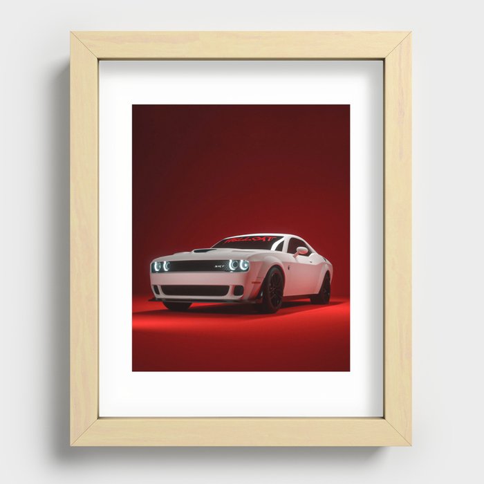 Challenger SRT Demon Hellcat American Muscle Car Classic automobile transporation color photograph / photography vintage poster posters Recessed Framed Print