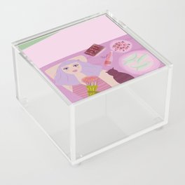Girl and her cat Acrylic Box